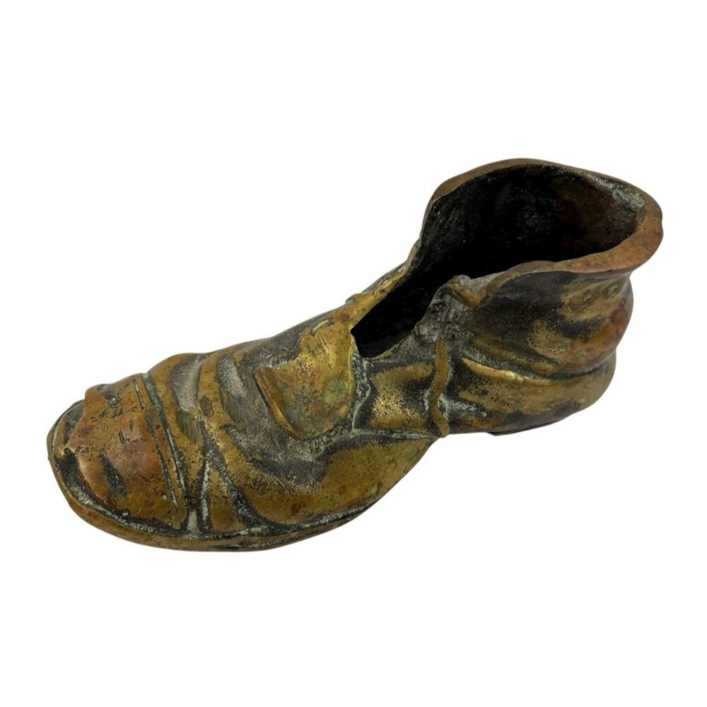 *Vintage Solid Brass Decor Worn Out Shoe Boot Heavy Table Collectible Decor 3 lb